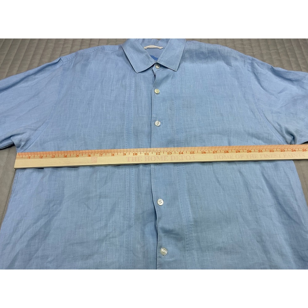 Tommy Bahama Mens Light Blue 100% Linen Guayabera S/S Button Up Shirt Size Large - Picture 8 of 13